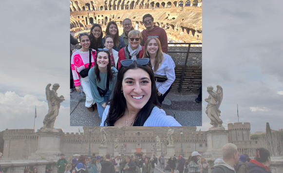 Group photo of students and faculty in Rome.