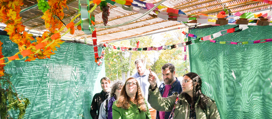 Students Visiting Sukkah